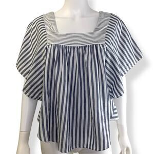 Madewell Butterfly Top Size S Stripe Play Indigo Blue White H9218 NEW Cotton